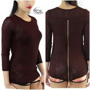 Ciarra Zipper Back Sweater Top